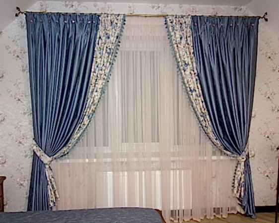 Шторы в спальню в стиле прованс (голубые)