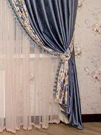 Шторы в спальню в стиле прованс (голубые)
