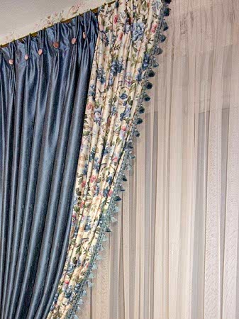 Шторы в спальню в стиле прованс (голубые)