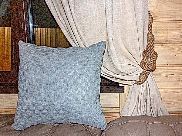 Шторы в баню с подхватами из жгута